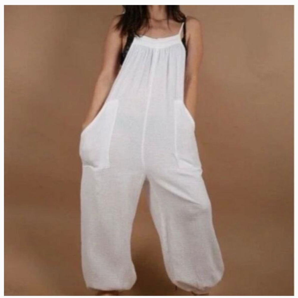 Saturday Sunday by Anthropologie Cream White Gauze Jumpsuit